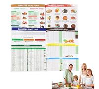 Diabetes Food Chart 2 PCS, Diabetic Food List Comprehensive Diet Food Guide, Glycemic Index List, Balanced Eating Organizer