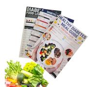 Diabetes Food List & Meal Planner - 3 Piece Laminated Diabetic Food Chart with Healthy Meal Guide and Diabetic Snacks Ideas, Easy-to-Read Food Planner for Managing Blood Sugar & Healthy Living