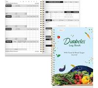 Diabetes Log Book, 80 Sheets Food & Blood Sugar Track Journal Spiral Bound Notebook for Types 1 & 2 Diabetics, Attached Diabetes Food List for Meal Plan & BG Control