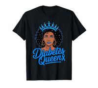 Diabetes Queen Black African Melanin Women Blue Warrior T-Shirt