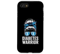 Diabetes Warrior Blue Ribbon Messy Bun Awareness Case for iPhone SE (2020) / 7/8