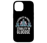 Diabetes Yoga Mindfulness Glucose Yogi Teal Ribbon Diabetic Case for iPhone 14