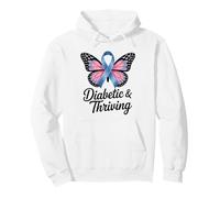 Diabetic and Thriving Butterfly Ribbon, Diabetes Awareness Pullover Hoodie