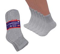 Diabetic Ankle Socks, Non-Binding Circulatory Doctor Approved Cushion Cotton Quarter Socks for Men’s Women’s 3,6,12 Pack, 3 Pack Grey, 7.5-10.5 UK
