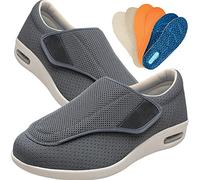 Diabetic Arthritis Shoes, Trainers with Memory Foam Comfortable Work Walking Shoes Air Cushion Low Top Footwear Arthritis Edema Therapy Shoes,Grey,40 EU