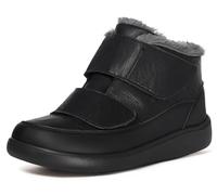 Diabetic Boots Mens Womens Winter Warm Extra Wide Comfortable Adjustable Fur Lined Water-Resistant Ankle Booties for Edema Swollen Feet Size,Black，8.5 UK