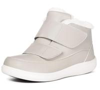 Diabetic Boots Mens Womens Winter Warm Extra Wide Comfortable Adjustable Fur Lined Water-Resistant Ankle Booties for Edema Swollen Feet Size,Beige，4 UK