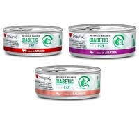 Diabetic Cat Diet Deterrent | Special Nutritional Needs | Various Flavors and Blends | (18x85Gr, 6X Beef 6X Salmon 6X Duck)