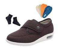 Diabetic Edema Shoes for Elderly Outdoor, Men's Adjustable Arthritis Breathable Non-Slip Diabetic Edema Shoes, Comfy Indoor Outdoor Extra Wide, for Elderly Foot, Relief Neuropathy(Brown,7 UK)