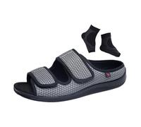 Diabetic Edema Shoes for Elderly Outdoor, Men's Summer Breathable Adjustable Open Toe Orthopaedic Diabetic Edema Shoes, Easy Close Slippers, Give Parents Make the Elderly Healthier(Grey,5 UK)