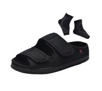Diabetic Edema Shoes for Elderly Outdoor, Men's Summer Breathable Adjustable Open Toe Orthopaedic Diabetic Edema Shoes, Easy Close Slippers, Give Parents Make the Elderly Healthier(Black,5.5 UK)