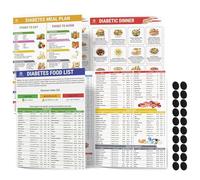 Diabetic Food Chart, 2 Pcs Diabetic Food List Wall Charts with 20PCS Adhesive-Backed, Diabetes Nutrition Wall Charts with Laminated Posters for Healthy Eating, Diet Management & Kitchen Display
