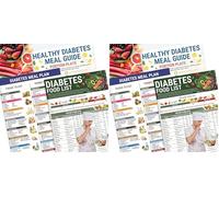 Diabetic Food Chart & Meal Planner, 3 Pieces Laminated Diabetes Food List, Low Carb Glycemic Index Wall Charts, Meal Planner Book, Comprehensive Diet Food Guide for Diabetic (Pack of 2)