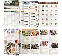 Diabetic Food List & Meal Planner, 3PCS Diabetic Food Chart List Low Fodmap Chart Meal Planner Book for Diabetics, Comprehensive Diet Food Guide for Diabetic, Easy Recipes