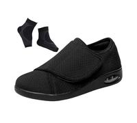 Diabetic Foot Shoes, Men's Elderly Breathable Plantar Fasciitis Adjustable Diabetic Edema Shoes, Comfy Indoor Outdoor Extra Wide House, for Neuropathy Swollen Feet Shoes Pain Relief(Black,7 UK)