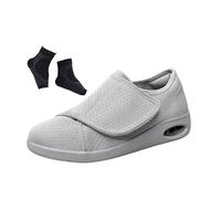 Diabetic Foot Shoes, Men's Elderly Breathable Plantar Fasciitis Adjustable Diabetic Edema Shoes, Comfy Indoor Outdoor Extra Wide House, for Neuropathy Swollen Feet Shoes Pain Relief(Grey,5 UK)