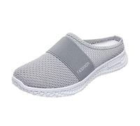 Diabetic-Friendly Backless Trainers Women | Air Cushion Slip-On Walking Shoes with Extra Wide Toe Box | Orthopedic Support Mules for Swollen Feet (UK 3-8, Storm Grey)