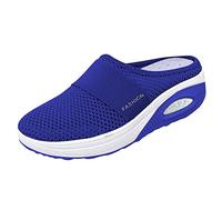 Diabetic-Friendly Backless Trainers Women | Air Cushion Slip-On Walking Shoes with Extra Wide Toe Box | Orthopedic Support Mules for Swollen Feet (UK 3-8, Storm Grey)