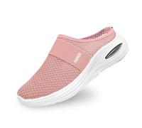 Diabetic-Friendly Backless Trainers Women | Air Cushion Slip-On Walking Shoes with Extra Wide Toe Box | Orthopedic Support Mules for Swollen Feet (UK 3-8, Storm Grey)