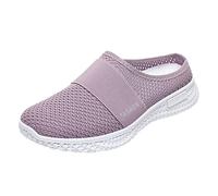 Diabetic-Friendly Backless Trainers Women | Air Cushion Slip-On Walking Shoes with Extra Wide Toe Box | Orthopedic Support Mules for Swollen Feet (UK 3-8, Storm Grey)