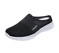 Diabetic-Friendly Backless Trainers Women | Air Cushion Slip-On Walking Shoes with Extra Wide Toe Box | Orthopedic Support Mules for Swollen Feet (UK 3-8, Storm Grey)