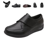 Diabetic Leather Shoes for Men Extra Wide Width, Men's Leather Casual Shoes with Adjustable, Non Slip Softsole Walking Shoes for Foot Pain 8.5