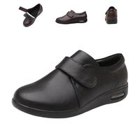 Diabetic Leather Shoes for Men Extra Wide Width, Men's Leather Casual Shoes with Adjustable, Non Slip Softsole Walking Shoes for Foot Pain 8.5