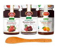 Diabetic Marmalade Food bundle includes No Added Sugar Strawberry Jam, Morello Cherry Jam, Thick Cut Orange 430g, Wooden spreader