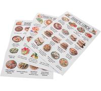 Diabetic Meal Planner Charts for Kitchen Wall - 3pcs Low Diet Meal Plan Poster Set (21x30cm) with Food List & Recipes