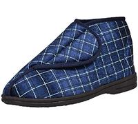 DIABETIC ORTHOPAEDIC MENS WIDE FITTING NAVY BLUE FULLY WASHABLE STRAP BOOT SLIPPER