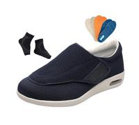 Diabetic Orthopedic Shoes, Men’s Mesh Breathable Wide Adjustable Diabetic Walking Edema Shoes, Arthritis Edema Breathable Hospital Sneakers(Dark Blue,5.5 UK)