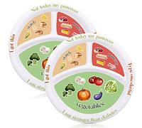 Diabetic Portion Control Plate Divided Plates for Adults with Protein, Carbs and Vegetables Diet Plate Portion Size Dishes Nutrition Plate for Balanced Eating Kitchen Food Serving(2 Pack)