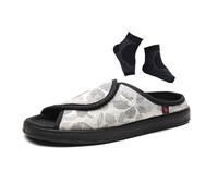 Diabetic Sandals for Men, Men's Comfy Open Toe Summer Mesh Breathable Adjustable Diabetic Sandals, Lightweight Feet Walking Edema Wide Sneakers, for Elderly Foot Pain Relief Fasciitis(White,7.5 UK)