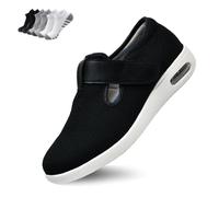 Diabetic Shoes, Easy On/Off Wide Walking Shoes(Noir,7 UK)