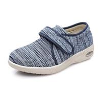 Diabetic Shoes Extra Wide Fit Trainers, Adjustable Memory Foam Arthritis Edema Swollen House Shoes, Elderly Breathable Casual Shoes(Light Blue Melange,EU 42)