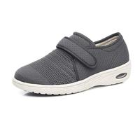 Diabetic Shoes Extra Wide Fit Trainers, Adjustable Memory Foam Arthritis Edema Swollen House Shoes, Elderly Breathable Casual Shoes(Grey,EU 37.5)