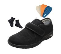 Diabetic Shoes for Man, Men's Adjustable Breathable Orthopaedic Arthritis Diabetic Edema Shoes, Breathable Hospital Non-Slip Wide Elder Walking, for Grandfather, Swollen, Neuropathy(Black,9 UK)