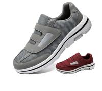 Diabetic Shoes for Men and Women Extra Wide Width Adjustable Sneakers for Swollen Feet Soft Sole Orthopedic Slip On Walking Shoes(Grey,7 UK)