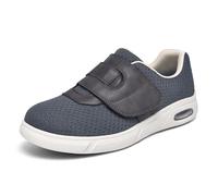 Diabetic Shoes for Men Men's Orthopedic Slip-On Loafers Comfortable Supportive Casual Plantar Fasciitis Mens Hook and Loop Fastening,Grey,43 EU