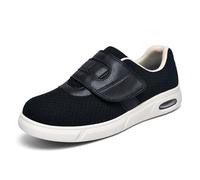 Diabetic Shoes for Men Men's Orthopedic Slip-On Loafers Comfortable Supportive Casual Plantar Fasciitis Mens Hook and Loop Fastening,Black,40.5 EU
