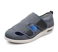 Diabetic Shoes for Men, Summer Easy Close Wide Fit Touch Close Flat Feet Edema Shoe, Lightweight Adjustable Walking Arthritis Edema Memory Foam Slippers (Color : Grey, Size : 9 UK)
