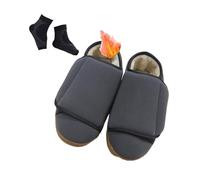 Diabetic Shoes Men Wide, Winter Widening Warm Fur Lining Adjustable Orthopedic Diabetic Shoes for Men, Easy Close Adjustable Orthopedic, for Swollen Feet, Lightweight Walking(Grey,8 UK)