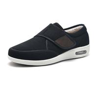 Diabetic Shoes Unisex Extra Wide Width Warm Memory Foam Elderly Orthopedic Walking Slipper for Swollen Feet,Black,10.5 UK