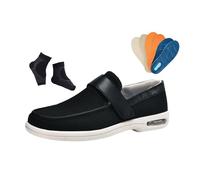 Diabetic Slippers Extra Wide, Men Lightweight Slip-On Adjustable Breathable Mesh Diabetic Shoes, Fattening and Widening Feet Walking Edema Sneakers, for Foot and Heel Pain, Pain Relief(Black,7 UK)