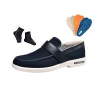 Diabetic Slippers Extra Wide, Men Lightweight Slip-On Adjustable Breathable Mesh Diabetic Shoes, Fattening and Widening Feet Walking Edema Sneakers, for Foot and Heel Pain, Pain Relief(Blue,11 UK)