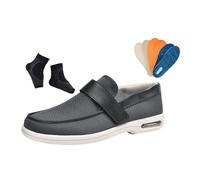 Diabetic Slippers Extra Wide, Men Lightweight Slip-On Adjustable Breathable Mesh Diabetic Shoes, Fattening and Widening Feet Walking Edema Sneakers, for Foot and Heel Pain, Pain Relief(Grey,11.5 UK)