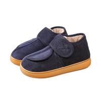 Diabetic Slippers for Women Men Winter Warm Wide Fit Edema Swollen Fluffy Slippers Hook&Loop Non-slip Memory Foam Elderly Footwear Adjustable Fleece Lining Indoor House Shoes Fuzzy Foot Warmer