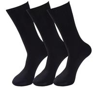 Diabetic Socks for Men | Non-Elastic Soft Grip Cotton Socks | Seamless Toe, Breathable & Loose Fit for Swollen Feet, Poor Circulation & Sensitive Skin | UK 6-11 - 6 Pairs Black