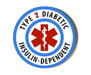 Diabetic Type 2 Insulin Dependent 10 x 49mm Vinyl Stickers Pack of 10