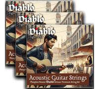 Diablo 12-53 Light Acoustic Guitar Strings 3-Pack. Phosphor Bronze Wound Gauge 12s - Triple Pack